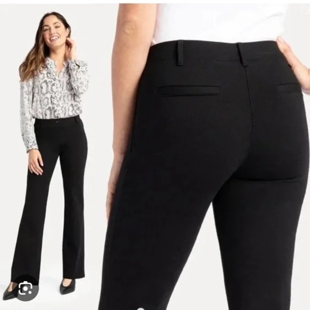 Betabrand Pull On Trouser Boot Cut Ponte Dress Pants Yoga Stretchy Black Size 2X
